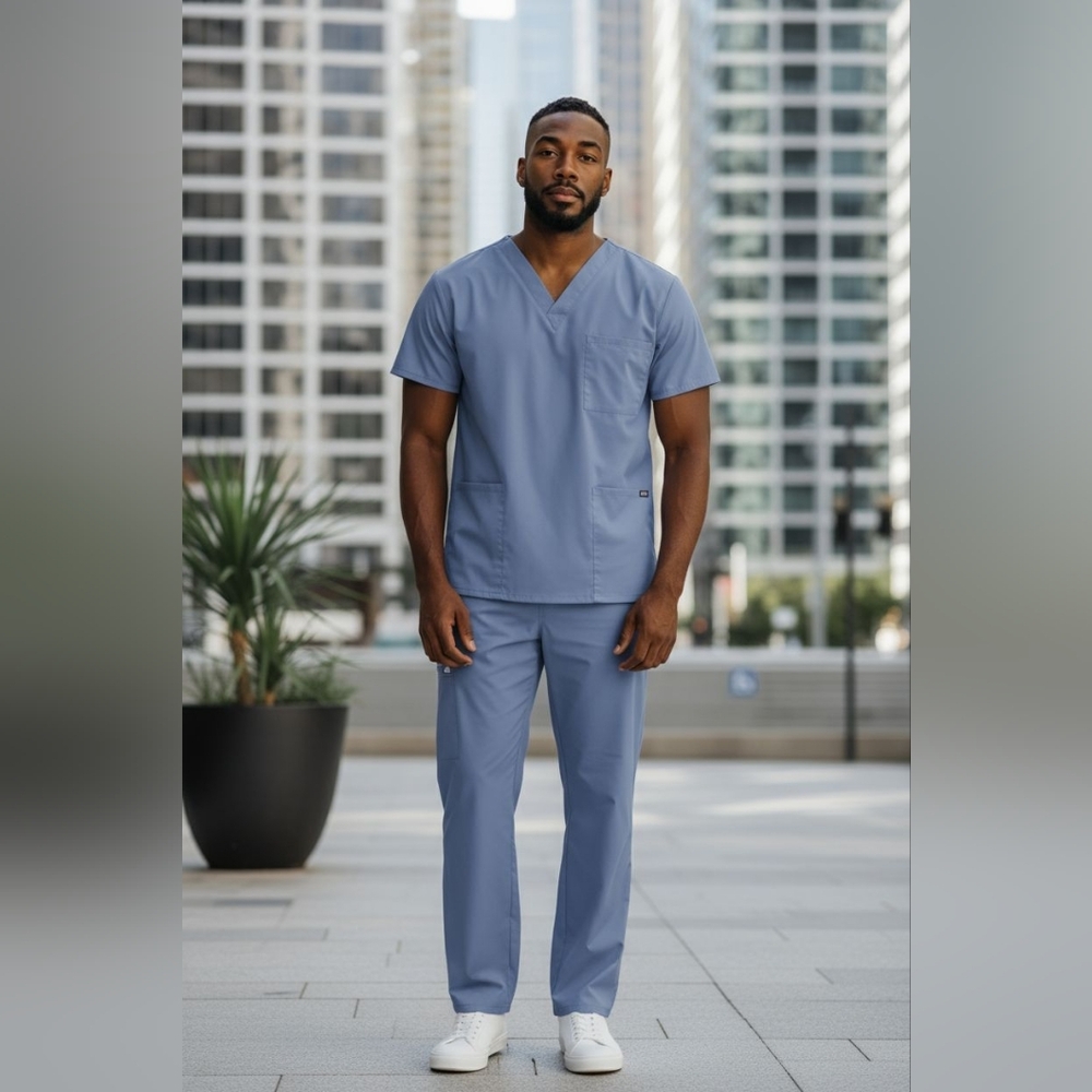 Men's Ceil Blue Cherokee Workwear Scrub Set Size Med